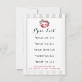 Lista de Preços do Distribuidor de Batons Cartão A