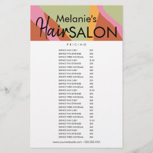 Lista de Preços do Flyer do Salão de Cabelos Retrô