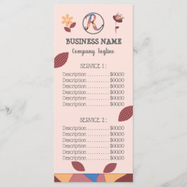 Lista de Preços do Menu de Negócios Rosa Peachy Fl