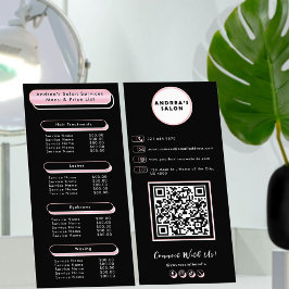 Lista de Preços do Menu do Salão Profissional Rosa