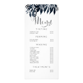 Lista de Preços do Menu Estilista Branca Preta da
