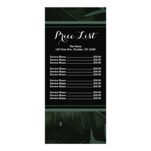 Lista de Preços do Menu Green & Black Chic Folhas