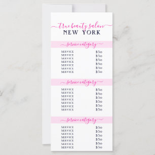 Lista de Preços do Salão Branco Cor-de-Rosa Branco