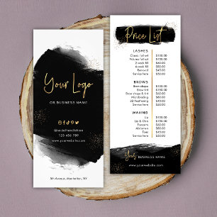 Lista de Preços do Salão Menu Preto e Dourado Cart