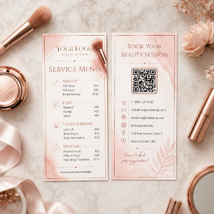 Lista de Preços do Salão QR Blush Rose Gold Menu d