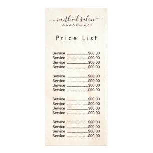 Lista de Preços em Suporte de Cartão para Salão Mo
