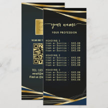 Lista de Preços Menu Script Clássico preto e doura