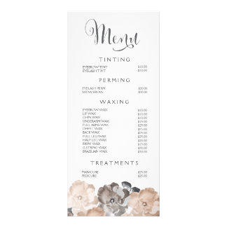 Lista de Preços Rosas do Menu Beauticista do Spa S