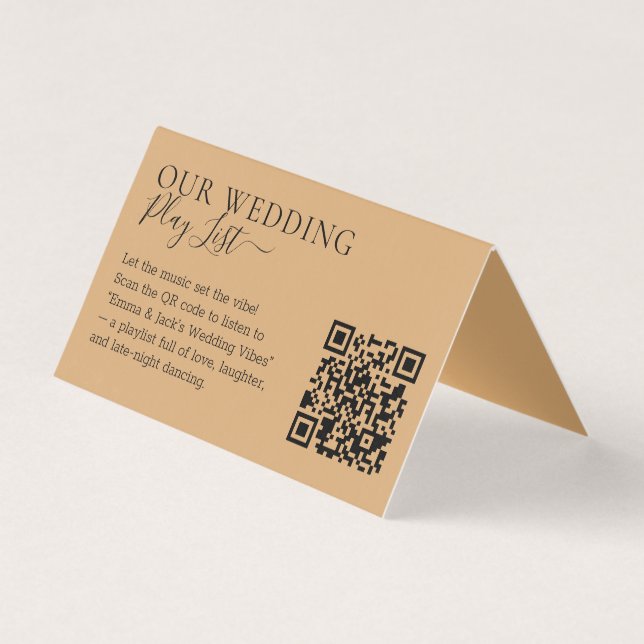 Lista de Reprodução Código QR Casamento Burly Wood (Frente)