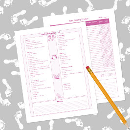 Lista de Suprimentos para Bebê Rosa e Rastreador d