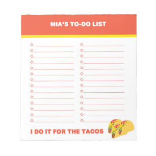 Lista de Taco a Fazer, Bloco de Notas Personalizad