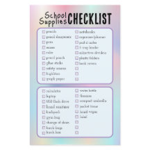 lista de verificação de suprimentos da escola azul