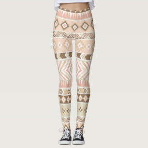 Listra asteca tribal bege Legging da areia
