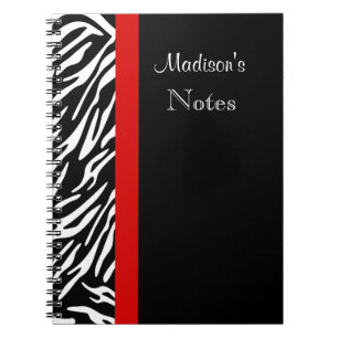 Listra da zebra com beira vermelha o caderno