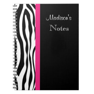 Listra da zebra com o caderno personalizado rosa