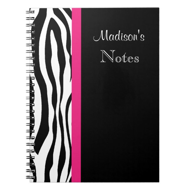 Listra da zebra com o caderno personalizado rosa (Frente)
