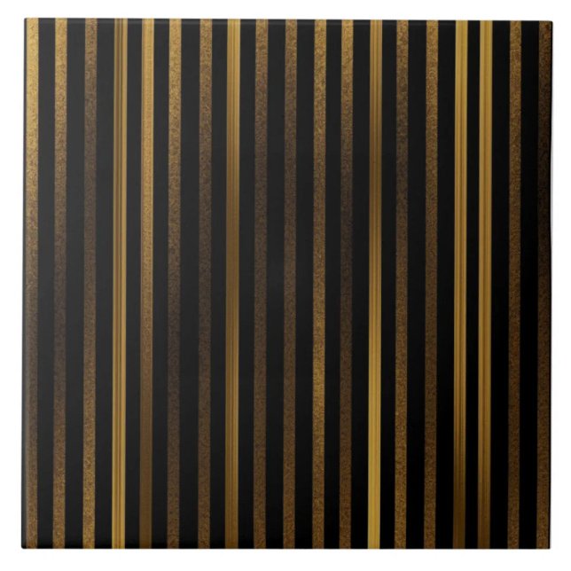 Listra Vertical Preta e Dourada (The complete printed tile design. Tiles sold individually.)