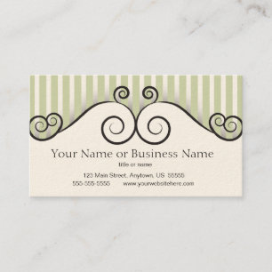 Listrado verde do vintage com cartão de visita do