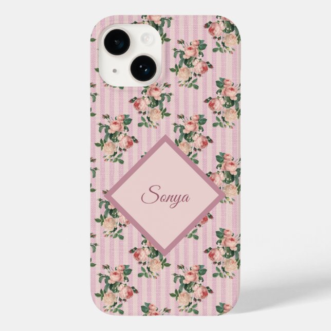 Listras Brancas Rosa e Rosas Caídas Monogramadas (Verso)