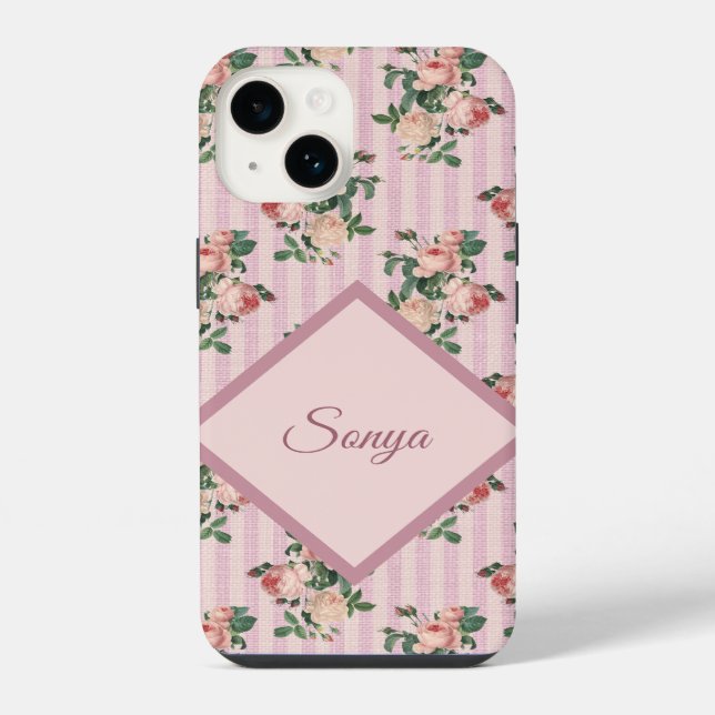 Listras Brancas Rosa e Rosas Caídas Monogramadas (Verso)