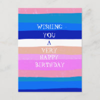 Listras Coloridas FELIZ ANIVERSÁRIO Cartão Postal 