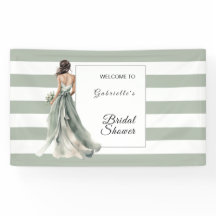 Listras de Aquarela Boho Verde Salva Bridal Shower