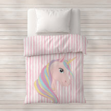 Listras de Aquarela Rosa e Branco com Unicórnio