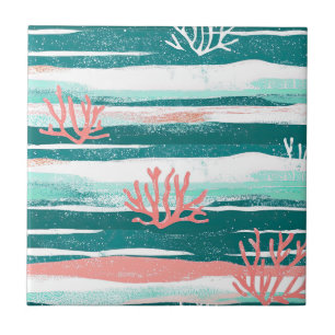 Listras de Coral Padrão de Aquarela Costeira (2)