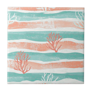 Listras de Coral Padrão de Aquarela Costeira (3)