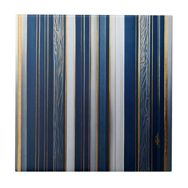 Listras de Natal Azul Branco Dourado (Frente)