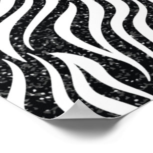 Listras de Zebra Brilho Preto Impressão Animais Se