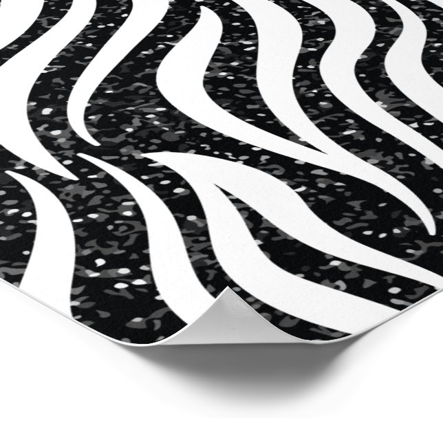 Listras de Zebra Brilho Preto Impressão Animais Se (Borda)
