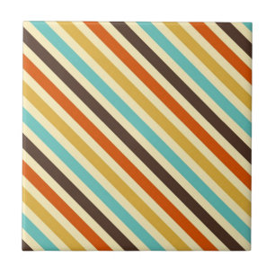 Listras Diagonais 4 Cores Retro Azul Amarelo Verme