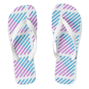 Listras Diagonais de Duas Cores Roxo Azul Chinelos