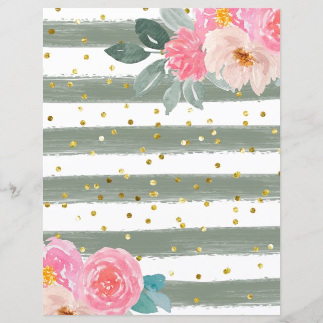 Listras/Dourado Papel para Bloco de Confetti (Frente)