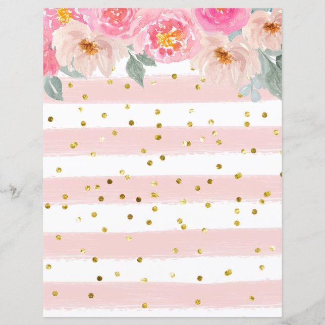 Listras/Dourado Papel para Bloco de Confetti (Frente)