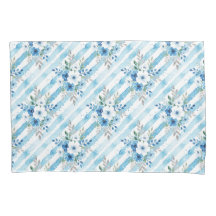 Listras Florais Botânicas Azul Branco Aquarela