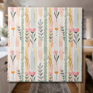 Listras Florais em Aquarela Pastel Vintage