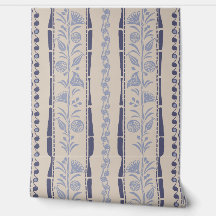 Listras Florais Regência - Azul Marinho - Creme