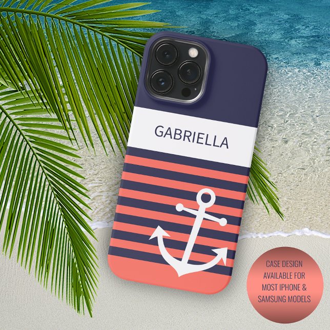 Listras laranja branco azul-marinho personalizadas (Criador carregado)
