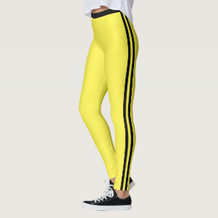 Listras Laterais Pretas Leggings Amarelas Seus Cor