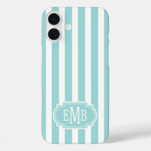 Listras Monogramadas em Aqua e Branco