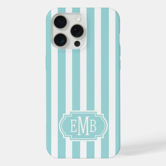 Listras Monogramadas em Aqua e Branco (Verso)