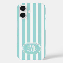 Listras Monogramadas em Aqua e Branco