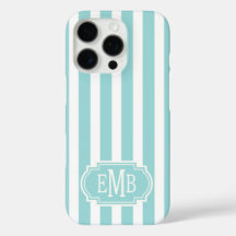 Listras Monogramadas em Aqua e Branco