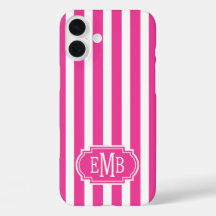 Listras Monogramadas Rosa Choque e Branco