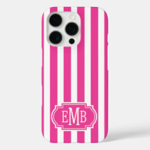Listras Monogramadas Rosa Choque e Branco