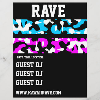 Listras Neon Camo Panfletos de Rave Personalizados