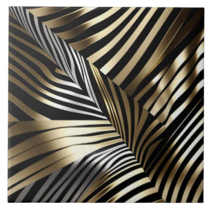 Listras Ousadas de Zebra - design Preto, Dourado,