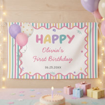 Listras Pastéis Aniversário Menina Divertido